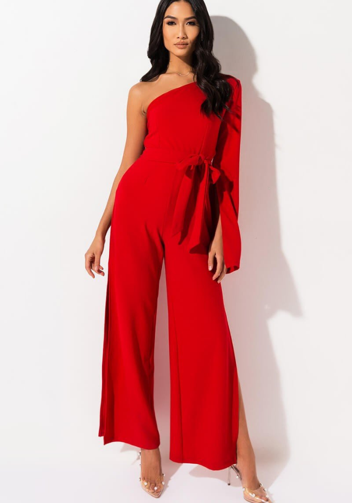 Flared One Shoulder Jumpsuit