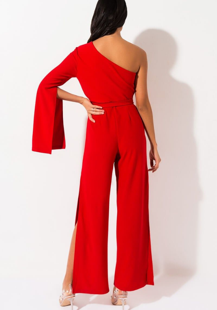 Flared One Shoulder Jumpsuit