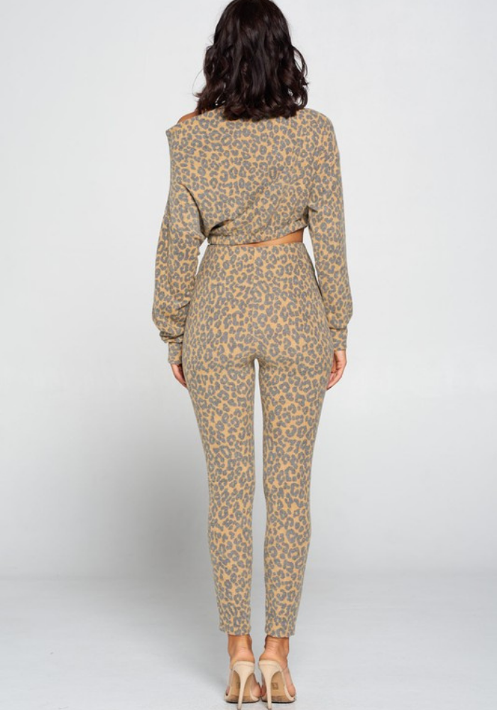 Fallen Luxe Cheetah Sweater Pant Set