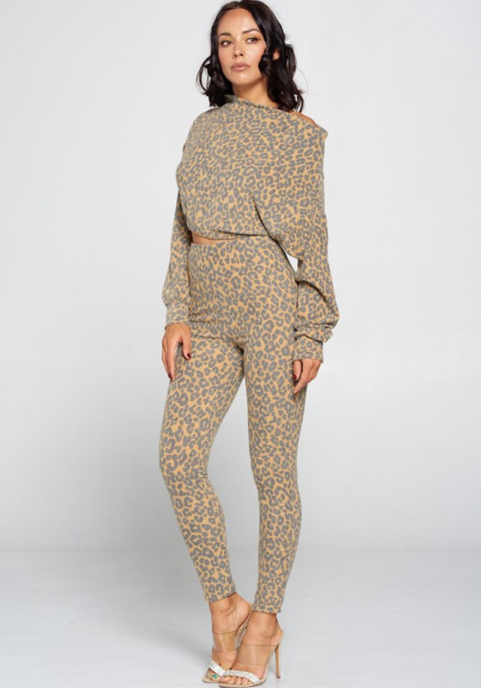 Fallen Luxe Cheetah Sweater Pant Set