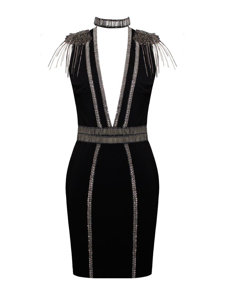 Military Choker Mini Dress