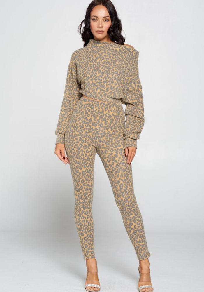 Fallen Luxe Cheetah Sweater Pant Set