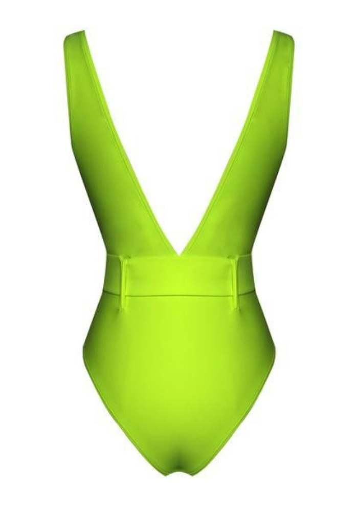 Petrona V Plunge Swimsuit - Neon Green