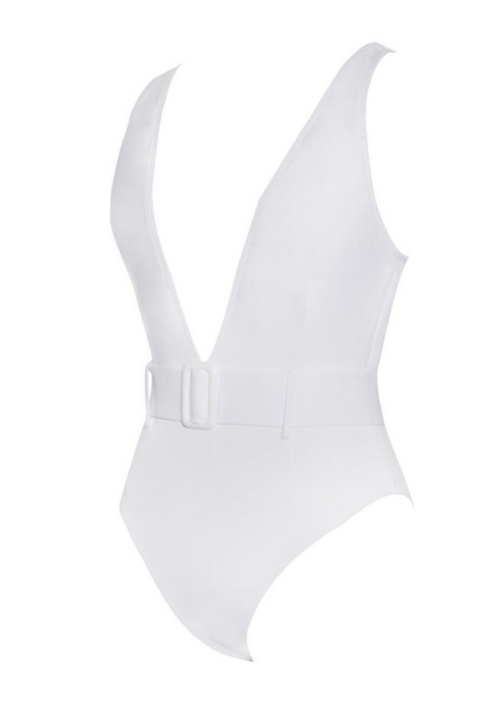 White Petrona V Plunge Swimsuit