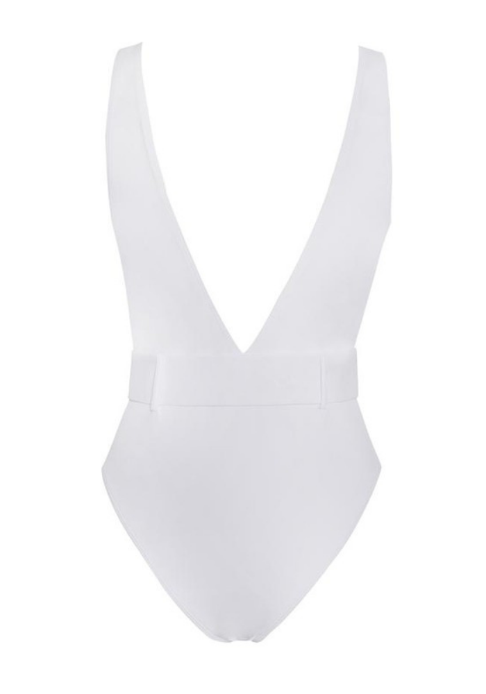 White Petrona V Plunge Swimsuit